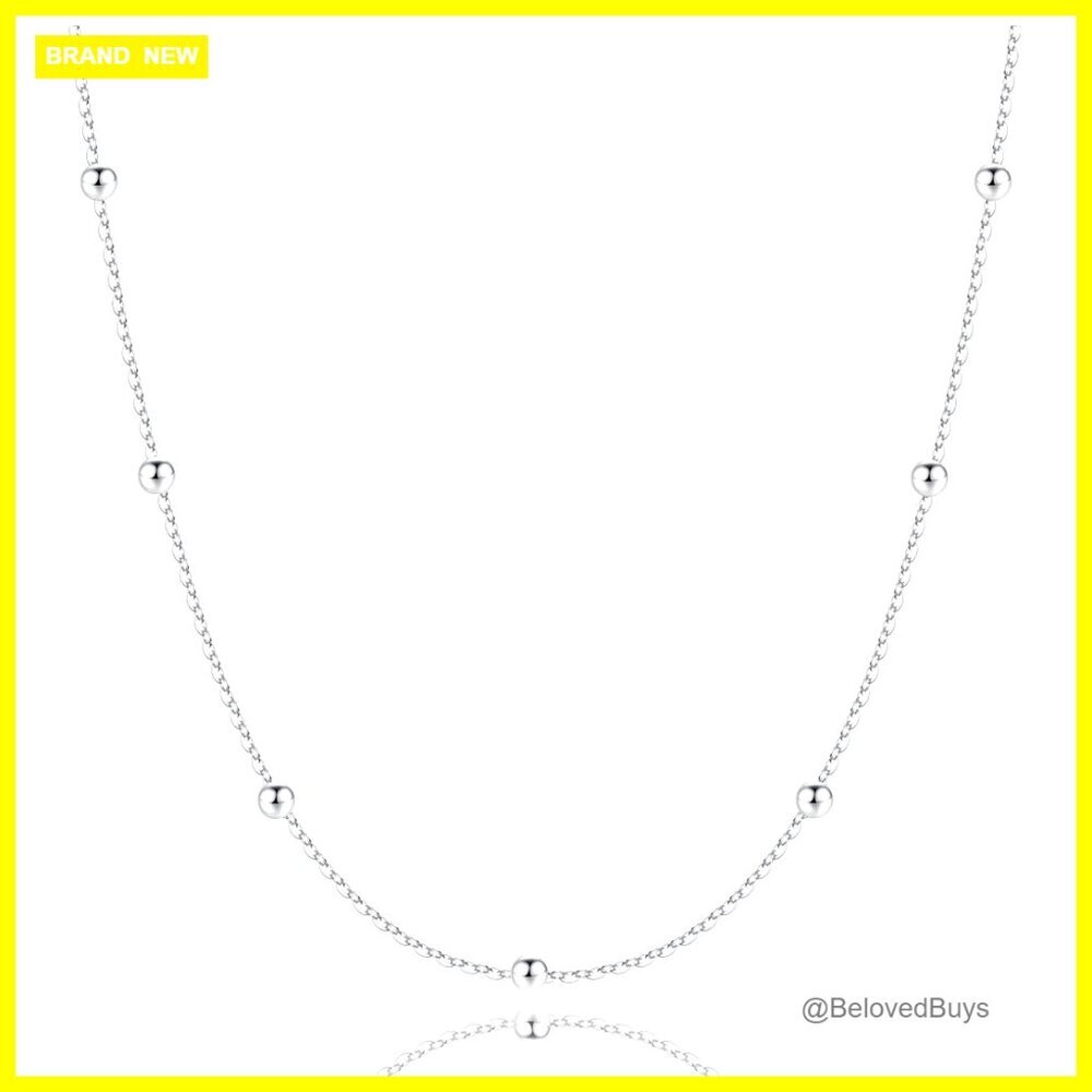 Sterling Silver Satellite Bead Chain Necklace 18 Inches Hypoallergenic